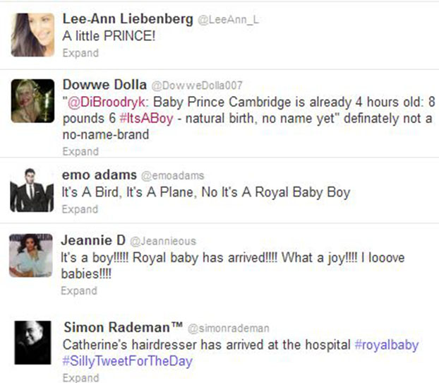 Royal baby tweets